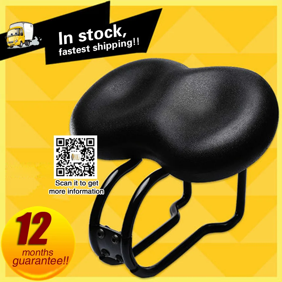 Wide Big Bum Soft Comfort Sporty Bike Bicycle Saddle Spring Seat Cushion Orange