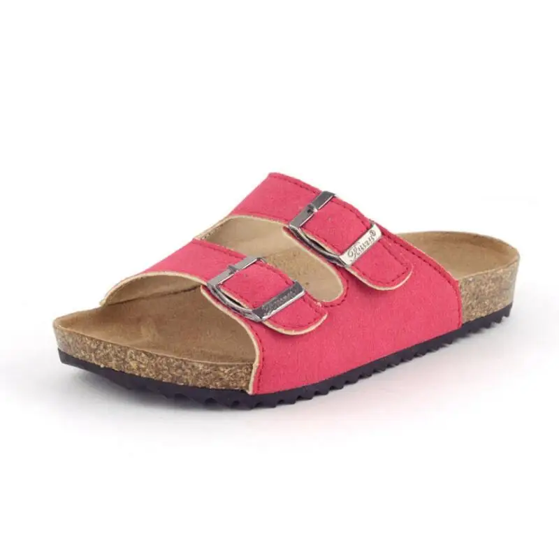 Новые летние детские сандалии; пляжные шлепанцы для мальчиков; модные повседневные сандалии на пробковой подошве для девочек; нескользящие детские шлепанцы; Размеры 22-37 - Цвет: Красный