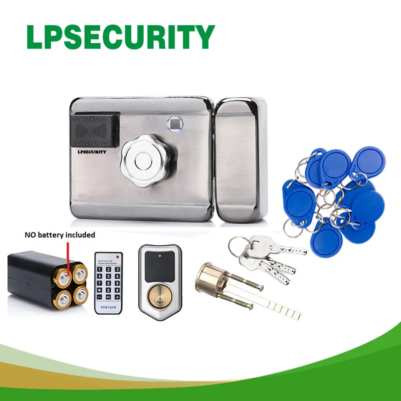 

LPSECURITY Battery power 12VDC RFID 13.56MHZ Electric Gate Lock Electronic Door Lock 10tags (no battery included)
