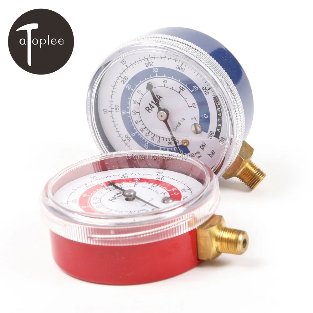 us 13 27 25 off atoplee 2 pcs r134a r22 r410a air conditioner refrigerant low high pressure gauge psi kpa refrigeration pressure gauge coolant in r410a air conditioner