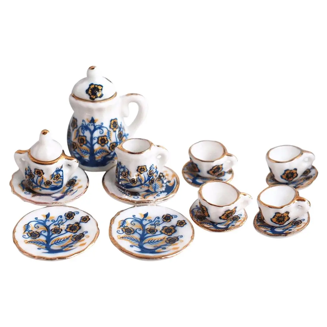 FBIL-دمية مصغرة 1: 12 لعبة المطبخ الطعام غرفة 17 pc Porcelaine طقم شاي صغيرة الأزهار FBIL-دمية مصغرة 1: 12 لعبة المطبخ الطعام غرفة 17 pc Porcelaine طقم شاي صغيرة الأزهار