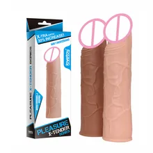 6.8 inch Flexible Penis Sleeve Soft TPE Reusable Condom Enlargers Extenders Dildo Enlargement Adult Sex Toy for Men