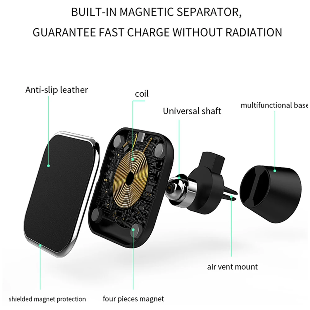 XMXCZKJ автомобильное Qi Беспроводное зарядное устройство магнитный держатель для телефона Подставка для Iphone X 8 samsung крепление на вентиляционное отверстие беспроводной зарядный держатель для телефона