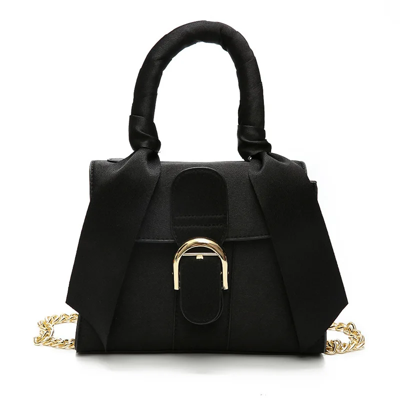 

2019 New fashion Portable small square bag trend silk towel single shoulder bag simple hundred-ride chain crossbody bag