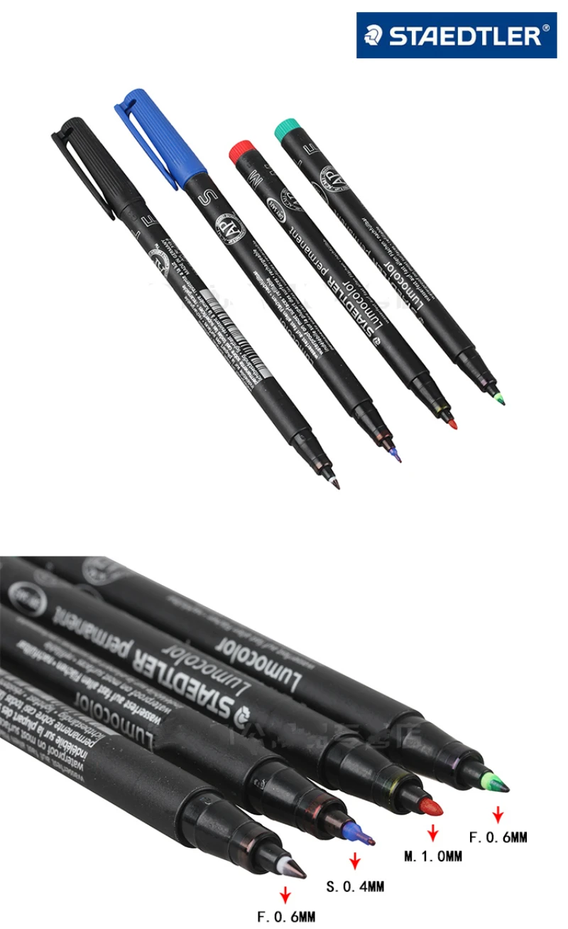 Пособия по немецкому языку Staedtler 318 F жирной маркер permanement с круглым носком CD Ручка не исчезают 4 цвета школы живописи офиса