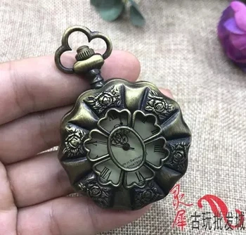 

Antique pure copper male and female hollow flip Mechanical Pocket Watch B333