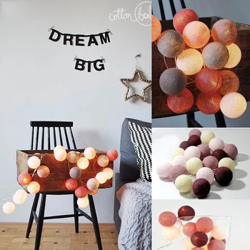 

Home Party Light Decoration 20 Cotton Ball String Lights Fairy Hanging Wedding Bedroom Living Room Patio Creative Light Ball
