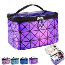 3D laser Diamond Pattern Portable Cosmetic Bag Hot Women Makeup bag Travel Portable Handbag Maleta De Maquiagem Make-up Tools