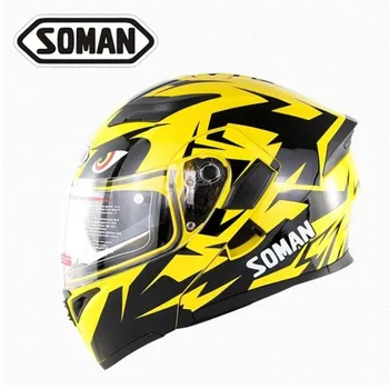 

DOT Approval Soman 955 SkyEye Double Lens Street Motorcycle Helmets Breathable Moto Bike Flip up Helmet Capacetes Casco