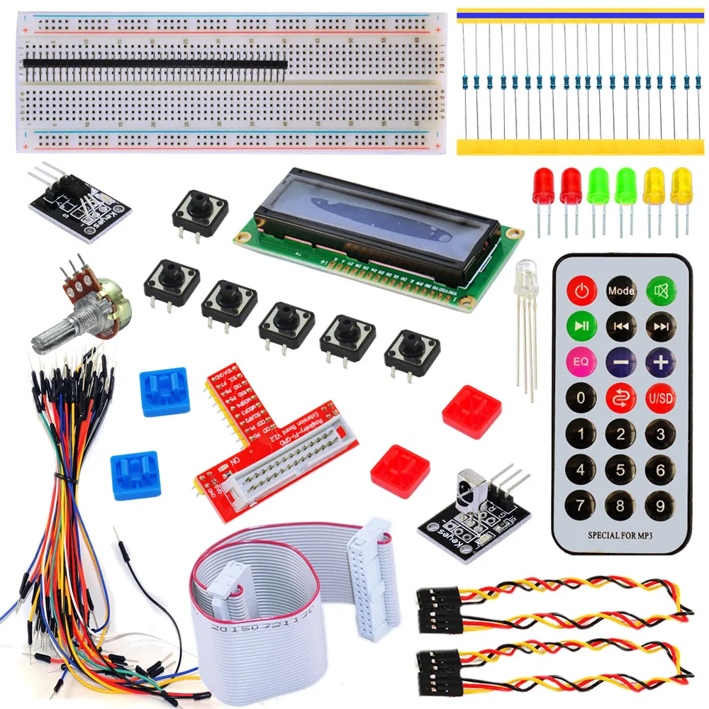 Бесплатная доставка! Малина Pi комплект для Arduino стартер с 1602 ЖК-дисплей + белый пульт дистанционного управления