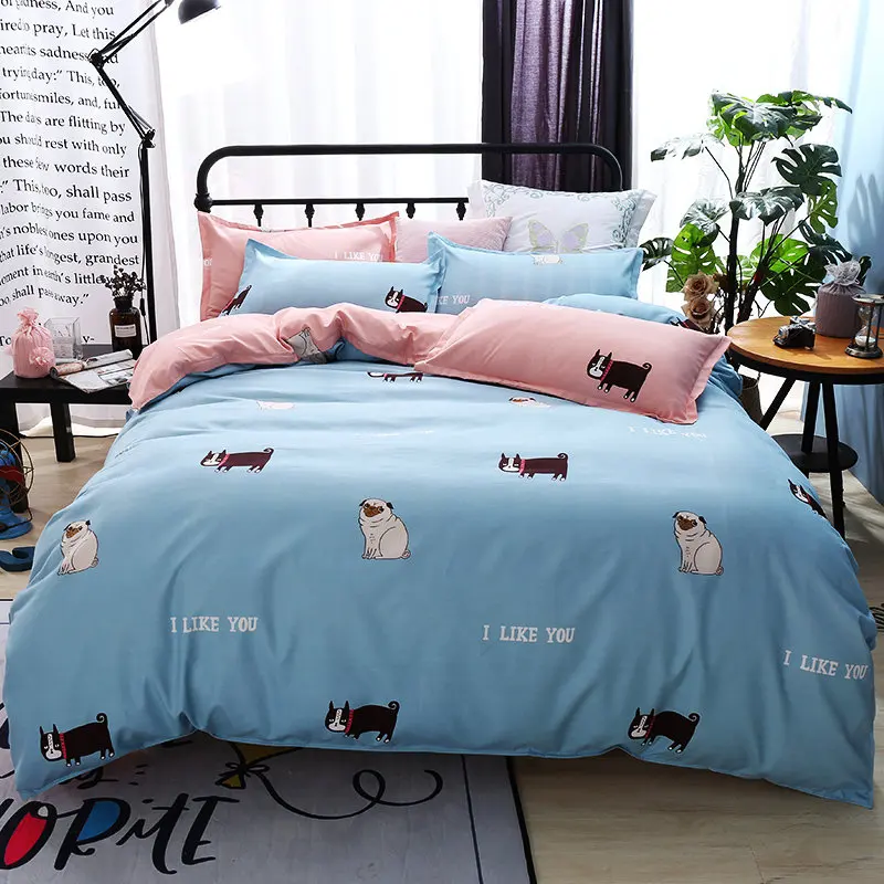 

cartoon pink flamingo bedding sets 3/4pcs geometric patternbed linings duvet cover bed sheet pillowcases cover set XHS0008