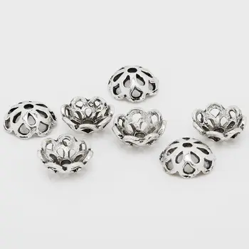 

11 mm Silver Tone Hollow Flower Bead Caps Findings Jewelry Accessories DIY Craft, 50 pcs/pack-10041652