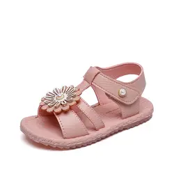 Для детей, на лето обувь детские сандалии моды ВС цветок девушки плоские Pricness обувь сандалии для маленьких девочек детская пляжная обувь