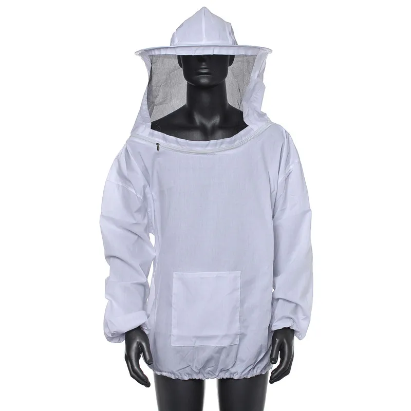 Куртка пчеловода вуаль Анти-пчела защитная одежда высококачественное свободное оборудование Поставки пчеловодческий головной убор топ с длинными рукавами - Цвет: white