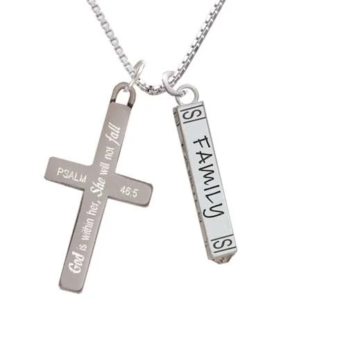 Family Bar - She will not Fall - Cross Necklace (1)