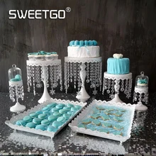 SWEETGO кристалл торт стенд набор 7 шт. белый цвет снег Подвески свадебный торт инструменты десерт стол подносы вечерние украшения события