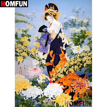 

HOMFUN Diamond painting "Japanese woman" Full Square/Round Drill Wall Decor Inlaid Resin Embroidery Craft Cross stitch A08818