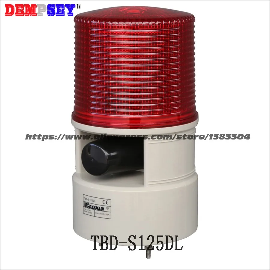 TBD-S125DL светодиодный промышленная сигнализация свет с 10 Вт сирена Динамик, DC12/24 V, AC110/220 V мигающие сигнализаторы, 7 звуков, линзы из поликарбоната