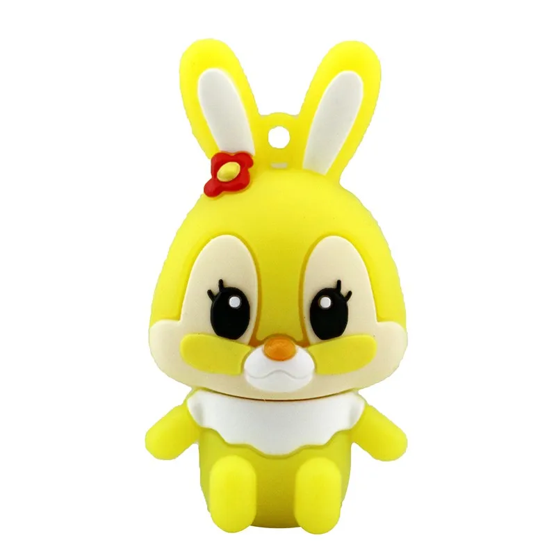 USB флеш-накопитель с милым животным Кроликом, 4 ГБ, 8 ГБ, 16 ГБ, USB флешка, внешний накопитель, ручка с кроликом, подарочная - Цвет: 02 Yellow