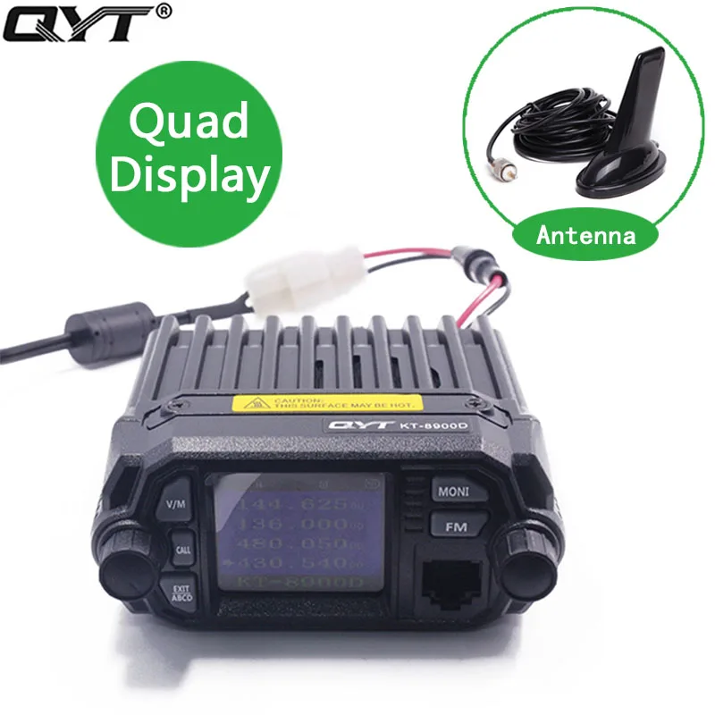 QYT KT-8900D красочные мини рация Quad дисплей обновлен KT-8900R 25 Вт двухдиапазонный UHF/VHF автомобильный мобильный радио KT 8900D - Цвет: add SharkFin Antenna