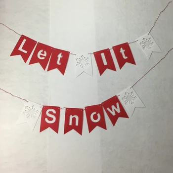 

Freeshipping Felt christmas decorations for home xmax Let it snow snowflake Banner Party Decoration Bunting Flag supply fabric
