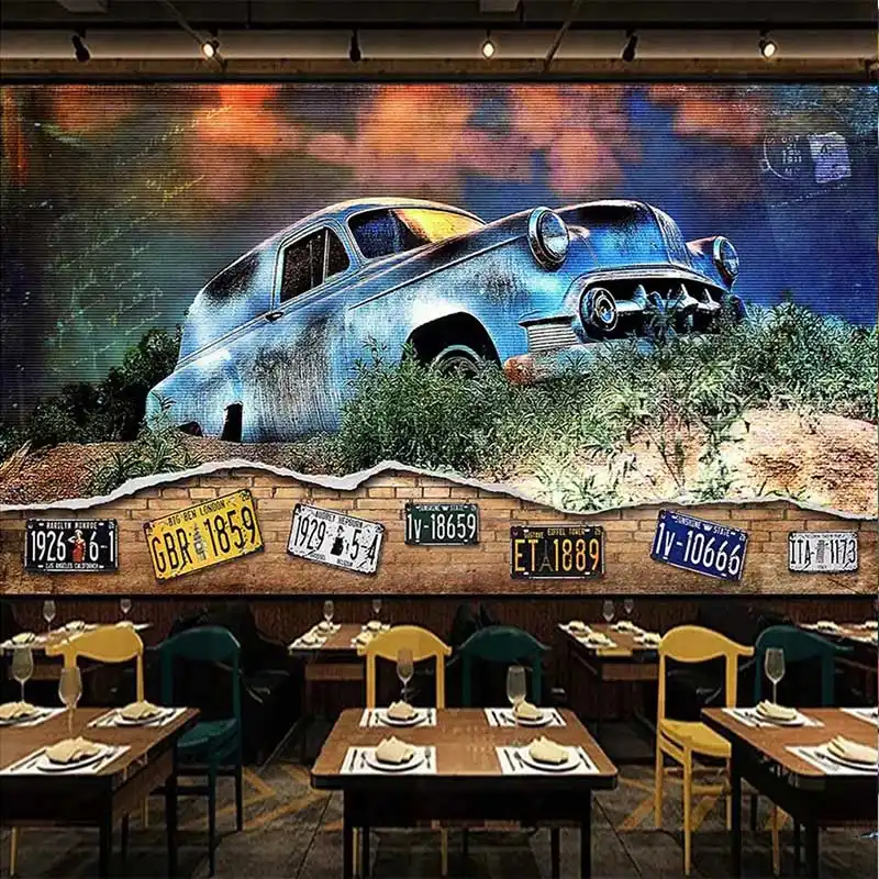カスタム壁画ヨーロッパと米国ノスタルジックなレトロナンバープレートの背景の壁の壁紙リビングルーム壁画 Custom Mural Wallpaper Living Roomwall Wallpaper Aliexpress