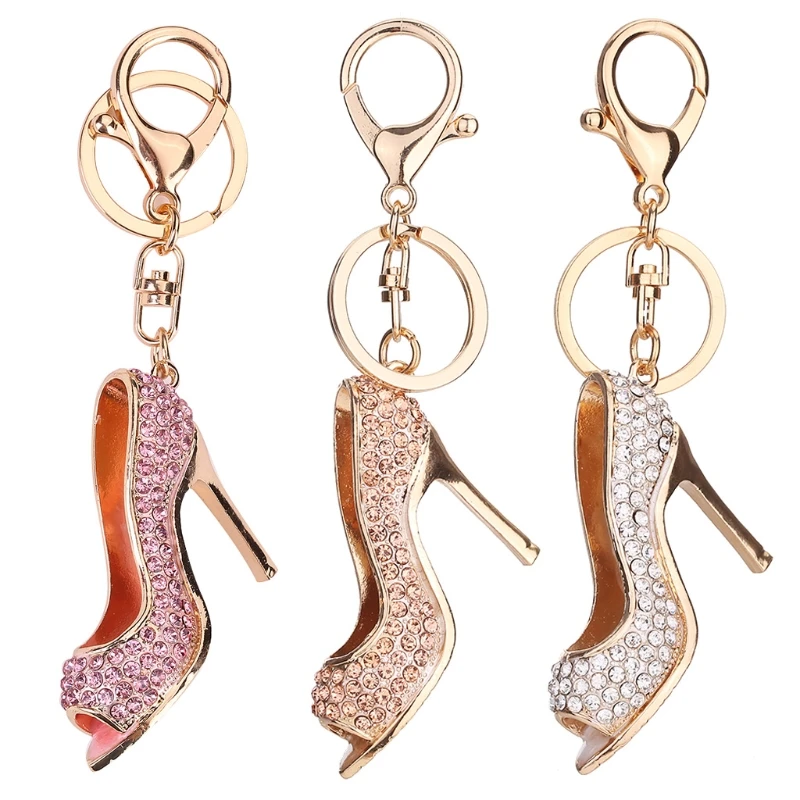 

JAVRICK Bling High Heel Rhinestone Keychain Shoe Bag Car Pendant Charm Keyring