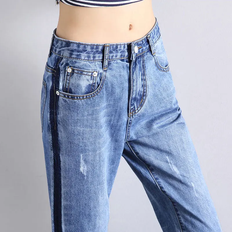 HEE GRAND/укороченные джинсы, женские весенние брюки размера плюс 32, летние свободные джинсовые женские джинсы с высокой талией, брюки WKN623 - Цвет: Blue