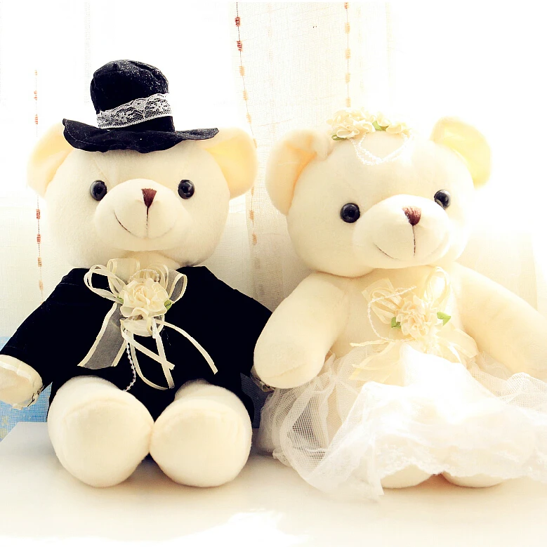 2pcs/lot 15cm Couple Bear Wedding Teddy Bear Plush Toys Wedding Gift