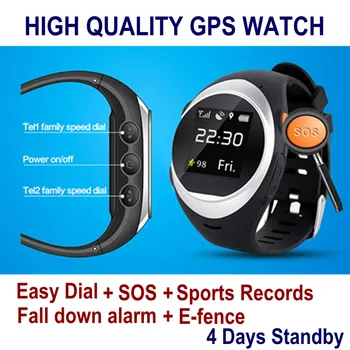 

Real-time S888 GPS Watch Quad-band Watch Security with Mobile SOS Function Phone GPS Tracker+Free Shipping