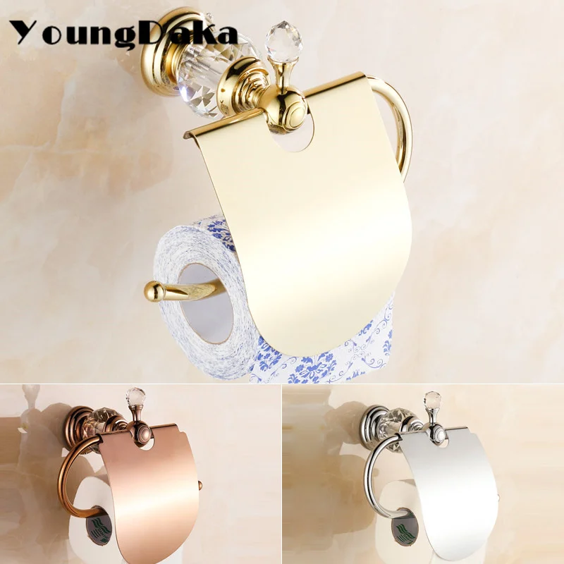 

Luxury Crystal Brass Gold Paper Roll Holder Toilet Paper Holder Bathroom Accessories Bath Hardware Papaer Storage Free shipping