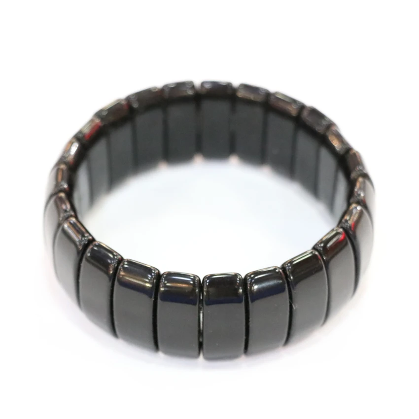 

9x24mm Natural Stone Black Agates Onyx Geometry Beads Bracelets Bangle For Women Manual Charms Wristband Jewelry 7.5inch B3276