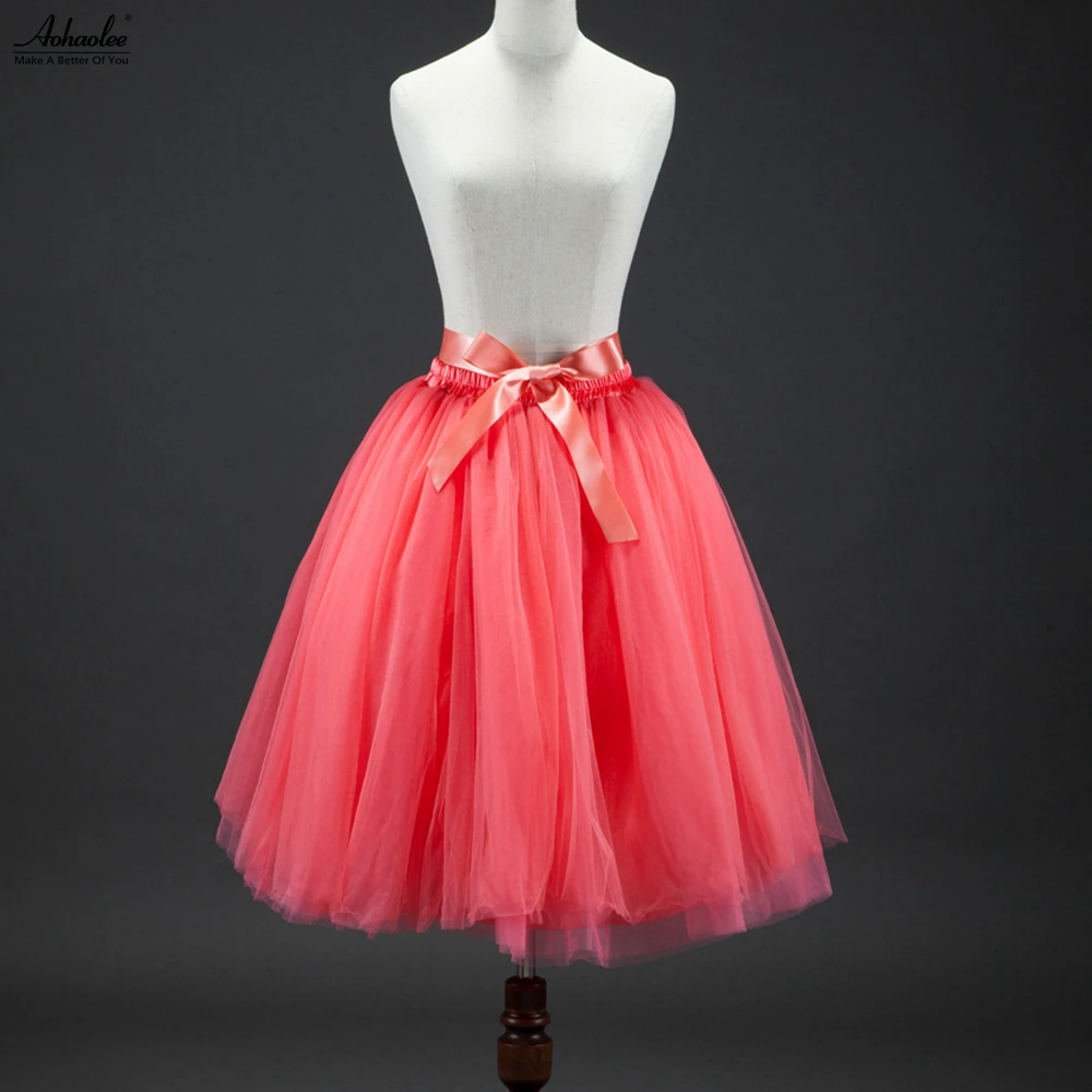 Hot 7 Lagen 65 cm Lengte Vrouwen Tule Rok Puffy Baljurk rok midi tutu rokken vintage lolita petticoat falda mujer saia jupe Hot 7 Lagen 65 cm Lengte Vrouwen Tule Rok Puffy Baljurk rok midi tutu rokken vintage lolita petticoat falda mujer saia jupe