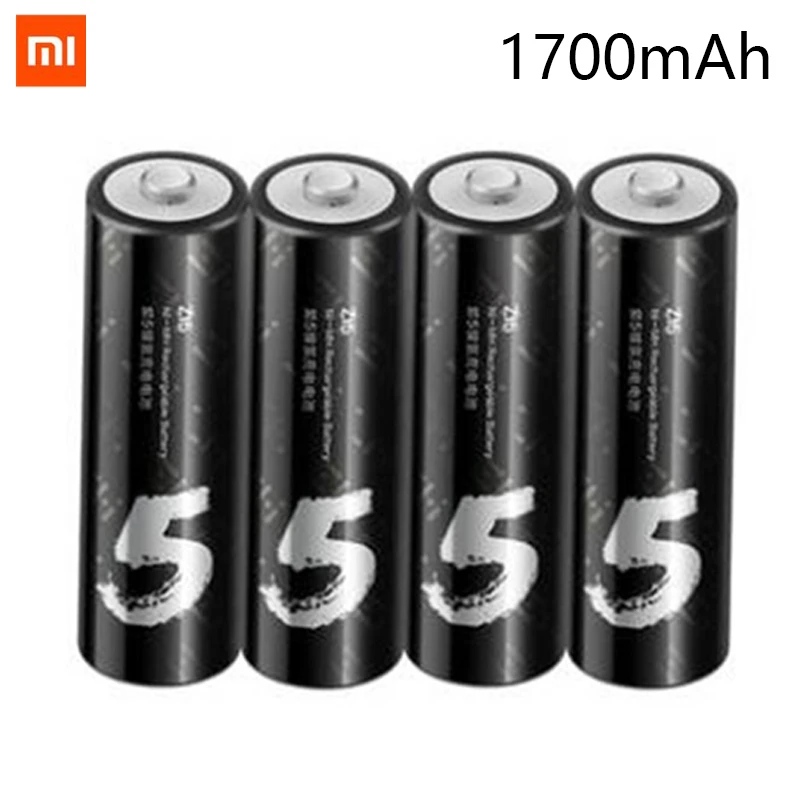 

Bundle Sale Xiaomi ZMI AA Rechargeable battery 4Pcs/Lot 1700mAh 800 times charging 1.2V for mouse kids toys microphone camera