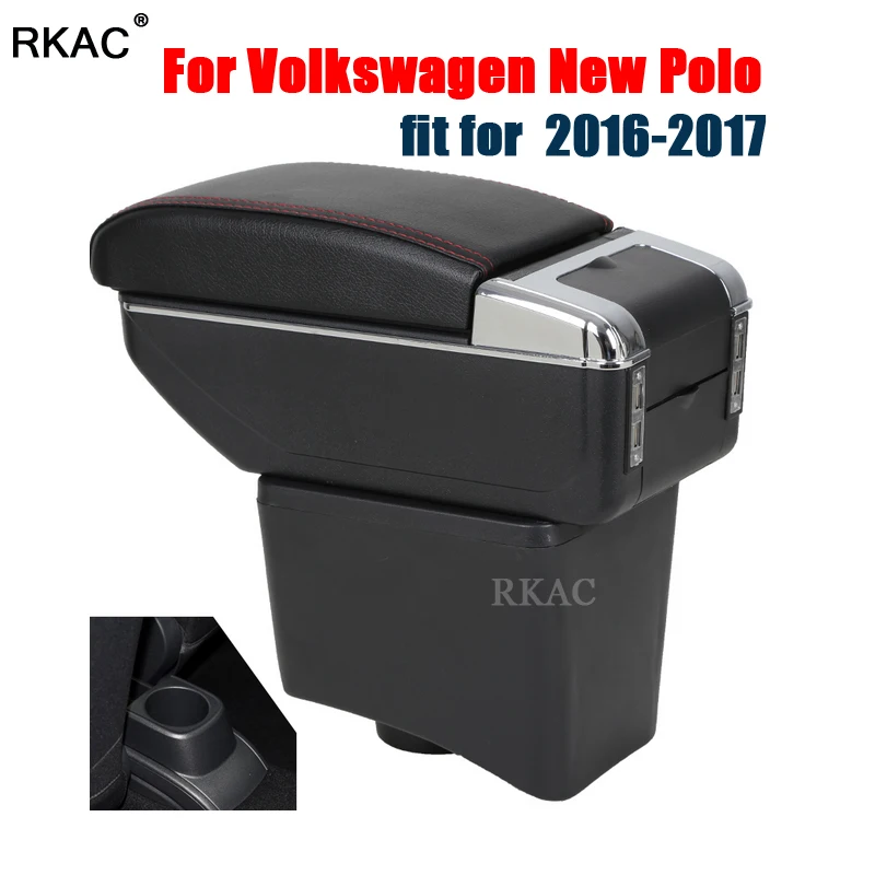 Роскошная кожаная USB розетка для Volkswagen vew polo 2016 2017 двухслойный подлокотник