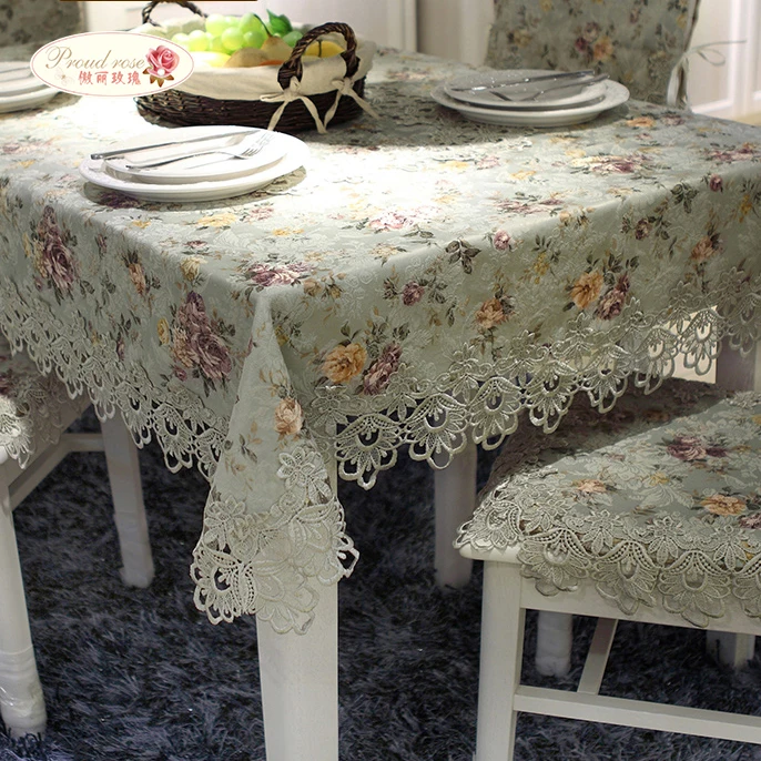  Proud Rose Green Tablecloth Lace Table Cloth Table Cover Embroidered Tea Table Cloth European Rural