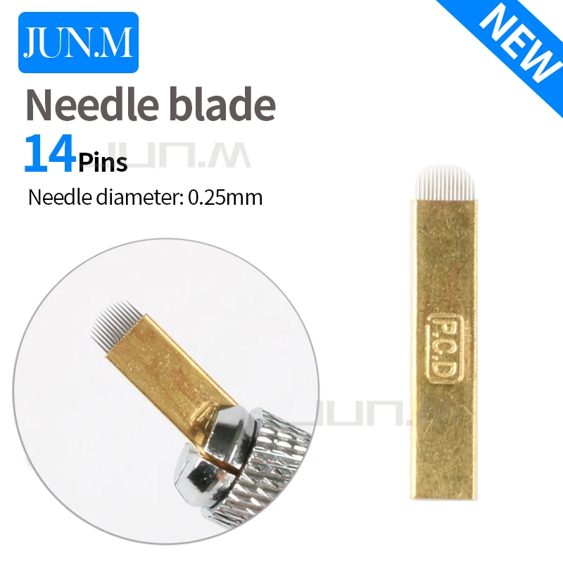 50pcs 0.5mm PCD 14 U Shape Microblading Needles Permanent Makeup Manual Eyebrow Tattoo Blades Needle For Pen |