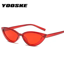 YOOSKE прозрачные солнцезащитные очки для женщин Кошачий глаз стильные оттенки Модные Желтые красные солнцезащитные очки прозрачная оправа трендовые женские солнцезащитные очки
