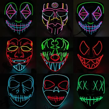 

Creepy Light Up Party Mask Scary Halloween Horror Mask Masquerade Glow Party Supplies Unisex Bloody V for Vendetta