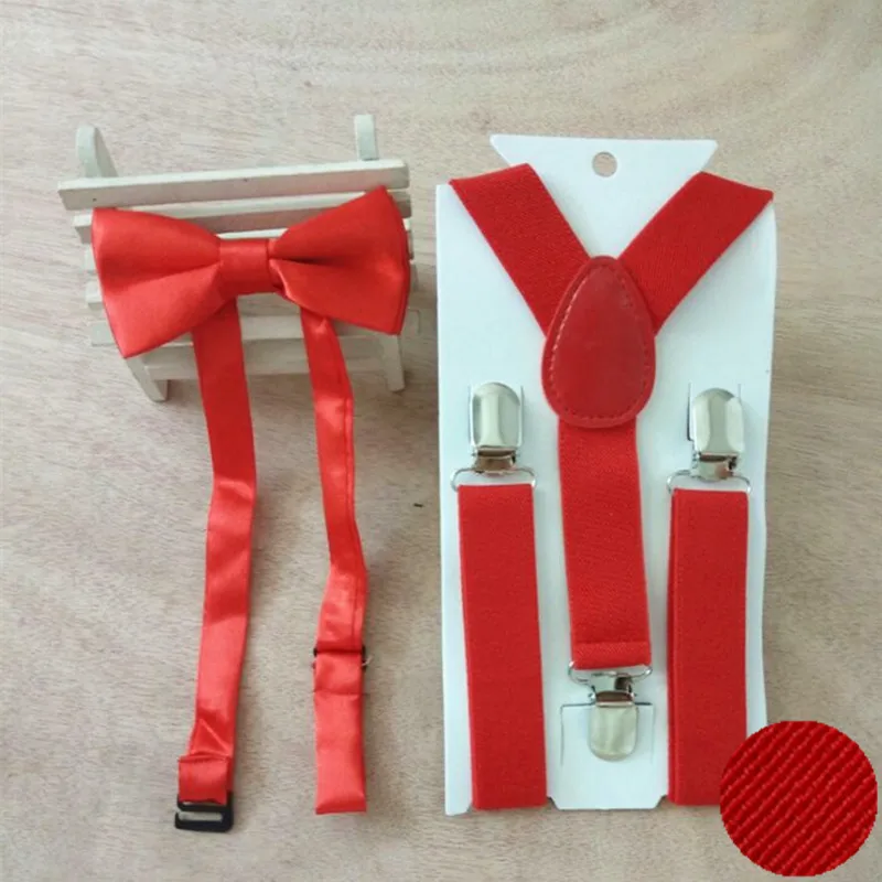 Lb001-s Размер ярких цветов Детская supenders и бабочкой комплекты y-обратно подтяжки для свадьбы - Цвет: red