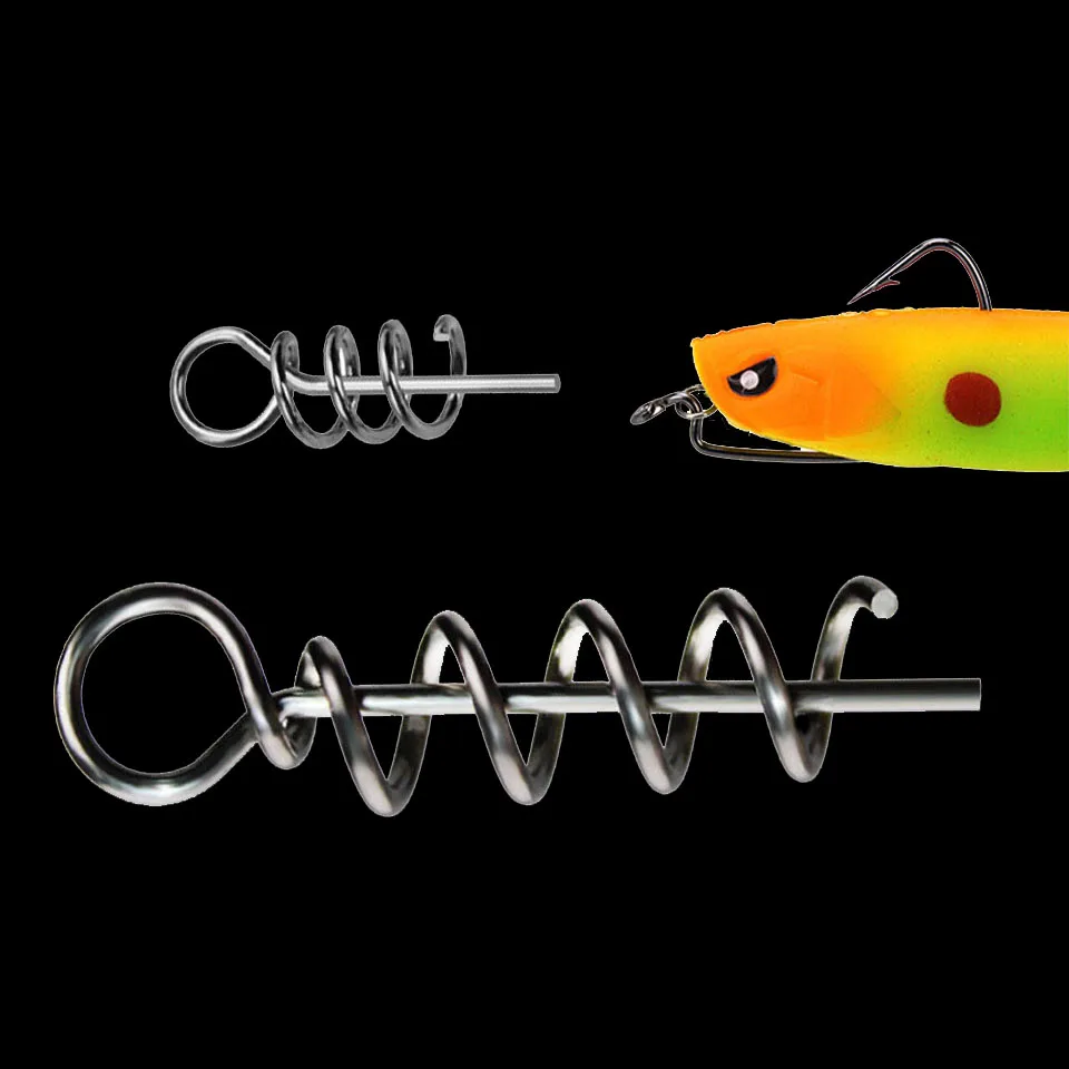 WALK FISH 1.5CM 3.5CM Fishing Hook Centering Pins Spiral Fishing bait Steel Spring Crank Lock for Soft Lure Fishing Accessories