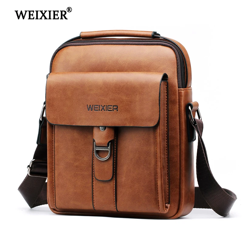 WEIXIER Messenger Bags PU Leather Men Designer High Quality New Fashion Shoulder Bag Casual Zipper Office Messenger Bags