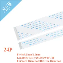 10PCS FPC/FFC Plana Flexível Fita Cabo 24 Pin 0.5 MM/1.0 MILÍMETROS Pitch Com 6/ 10/15/20/25/30/40CM de Comprimento Para A Frente Reverter Direção
