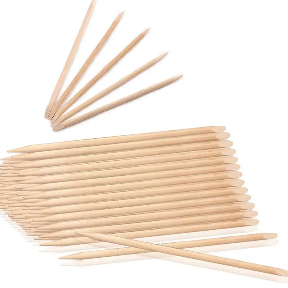 100 шт дизайн ногтей деревянная палочка кутикулы толкатель для удаления маникюра Уход