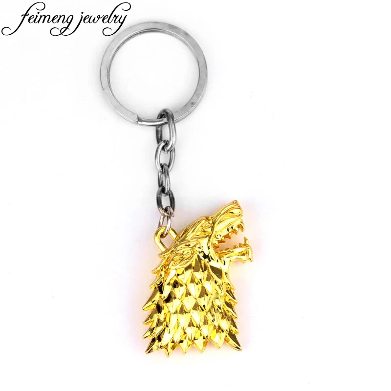 Game of Thrones House Stark Car Key Chain Keychain Keyring Pendant Metal Gold