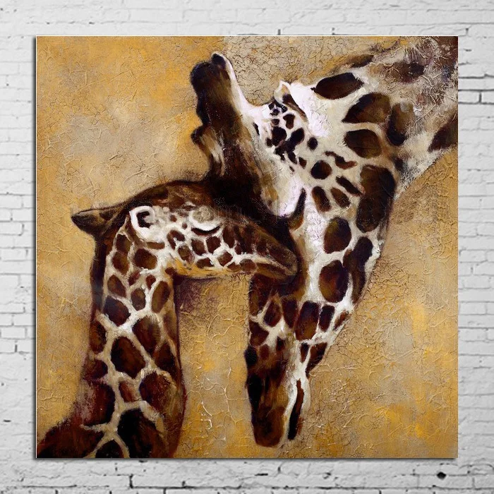 large Hand-Painted Deer family Animals Oil Painting Hang Paintings Handmade Modern Impression Picture Home Decor Canvas | Дом и сад