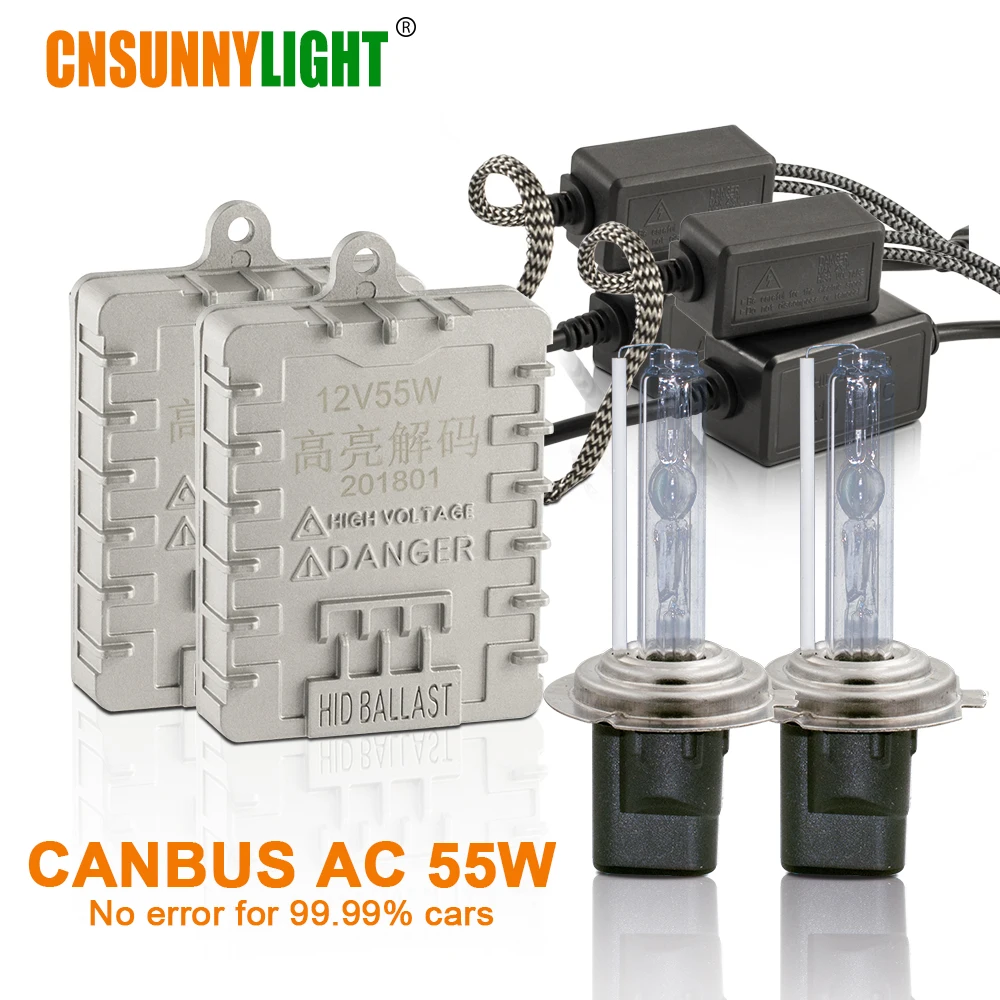 CNSUNNYLIGHT AC 12 В 55 Вт CANBUS ксеноновые HID H7 H4 H11 фары без ошибок 3000 К 4300 К 6000 к 8000 к H1 9005 9006 880 H3 Противотуманные автомобильные лампы