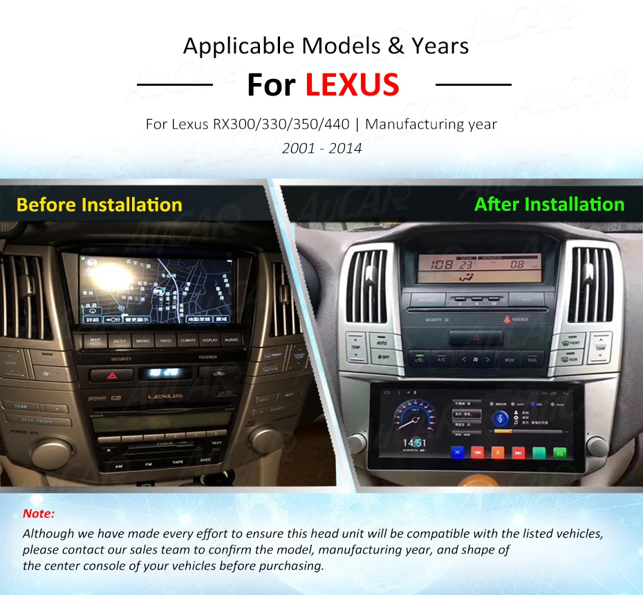 AuCAR 10,2 Android автомобильный Радио gps Navi для Toyota Harrier 2003-2012 для Lexus RX330 300 350 2003-2009 Навигация стерео AUX