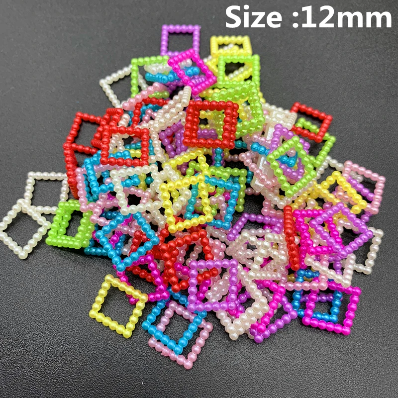 

100pcs/lot 12mm Square Shape Imitation Pearls Flatback For Art Scrapbooking Wedding Decoration Beads For Jewelry Making