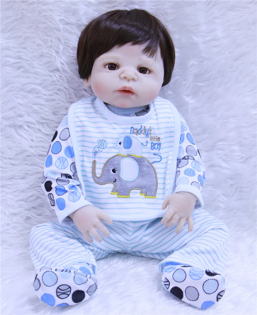 

NPK male silicone dolls 55cm reaborn baby Realistic boy Doll Reborn 22 Inch Full Vinyl Boneca BeBe alive Reborn Doll For Girls